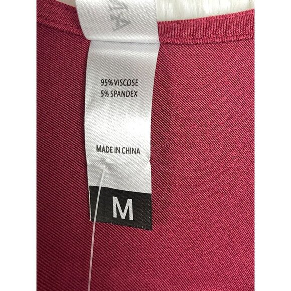 NWT Amclos Medium Short Sleeve Maroon Top Flowy Buttons Stretchy - Picture 7 of 7